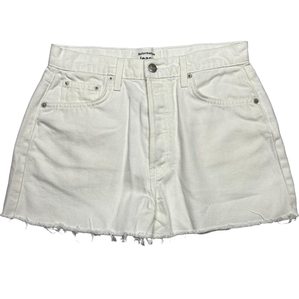 Reformation Dixie Denim Shorts SIZE 28 White High Rise Organic Cotton